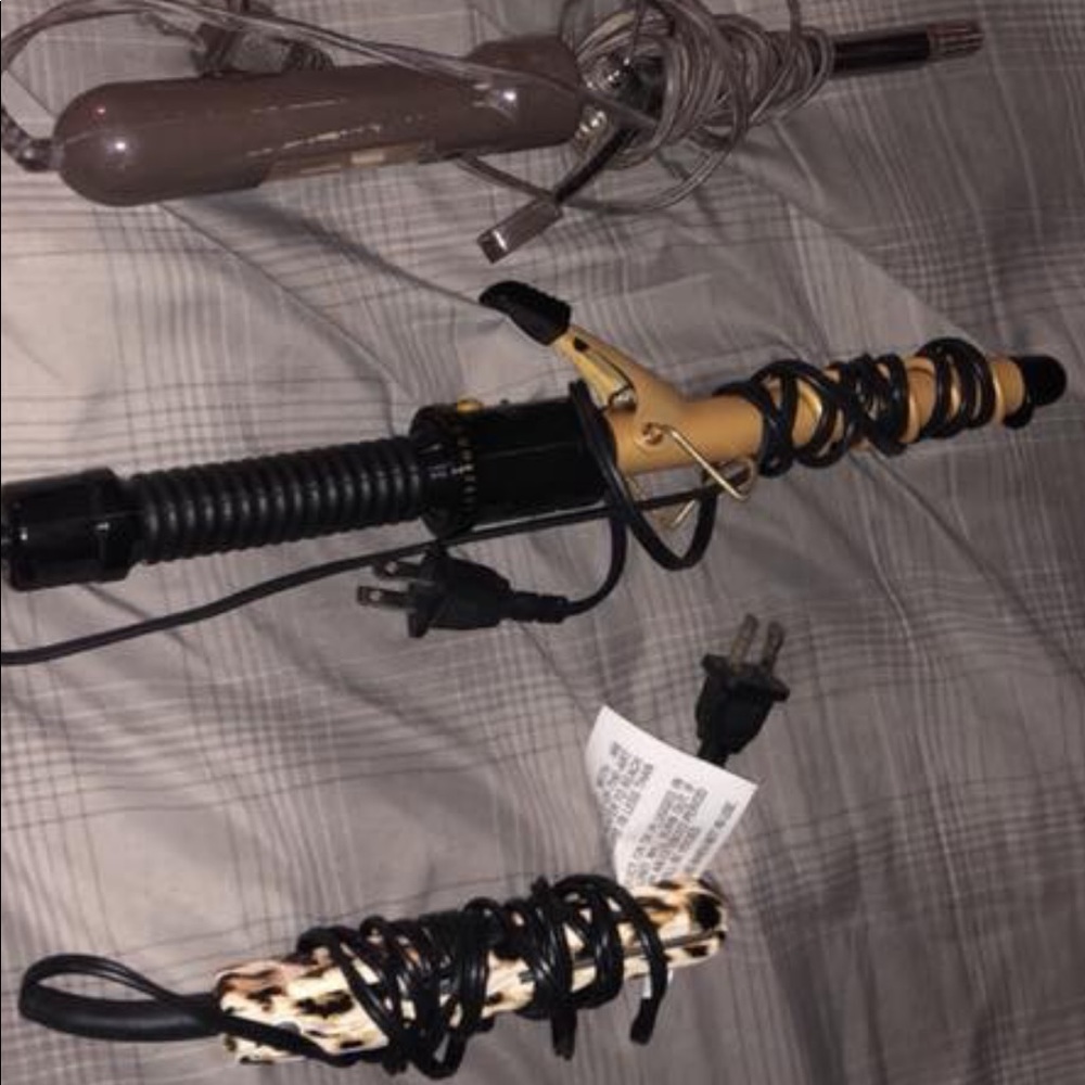 Curling iron & mini straightener.